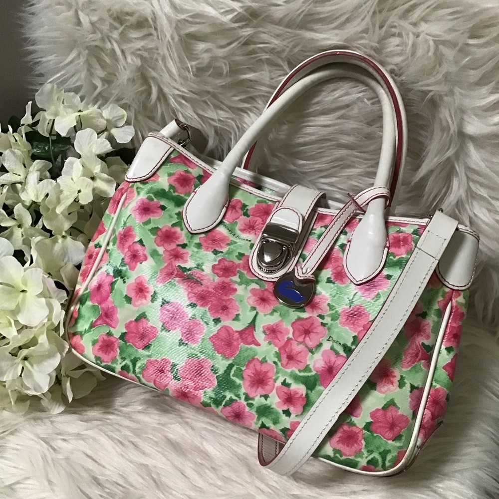 (1373) Dooney petunia floral spring satchel vintage pattern🌸🌸🌸
